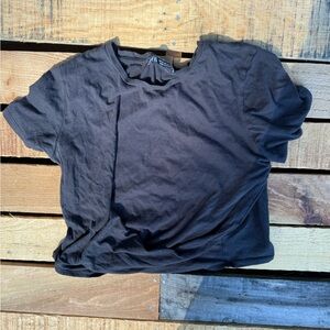 Zara Black Crisscrossed front Short Sleeve Tee